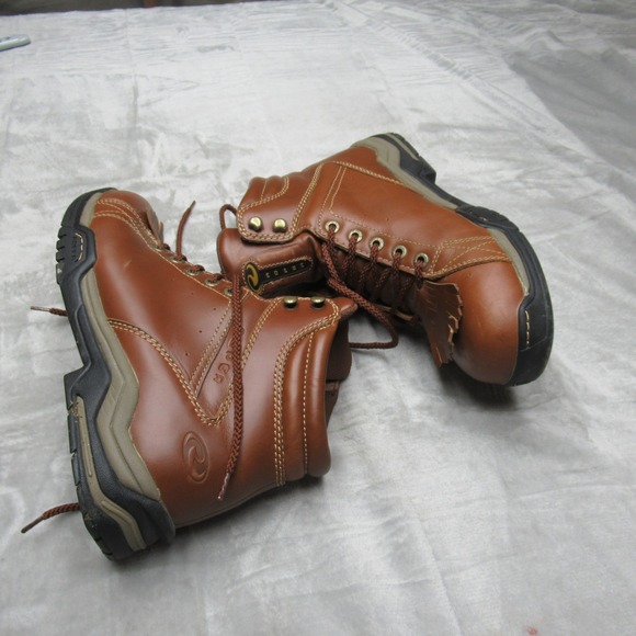 Roper Mens 11 Boots Brown Leather Rain Rugged Work Lace‎ Up Horseshoe Calf Hike - Picture 5 of 15